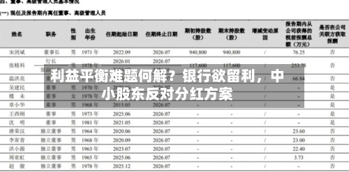 利益平衡难题何解？银行欲留利，中小股东反对分红方案-第3张图片