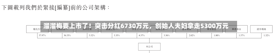 溜溜梅要上市了!突击分红6730万元,创始人夫妇拿走5300万元