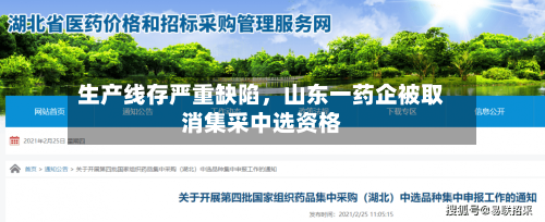 生产线存严重缺陷，山东一药企被取消集采中选资格-第3张图片